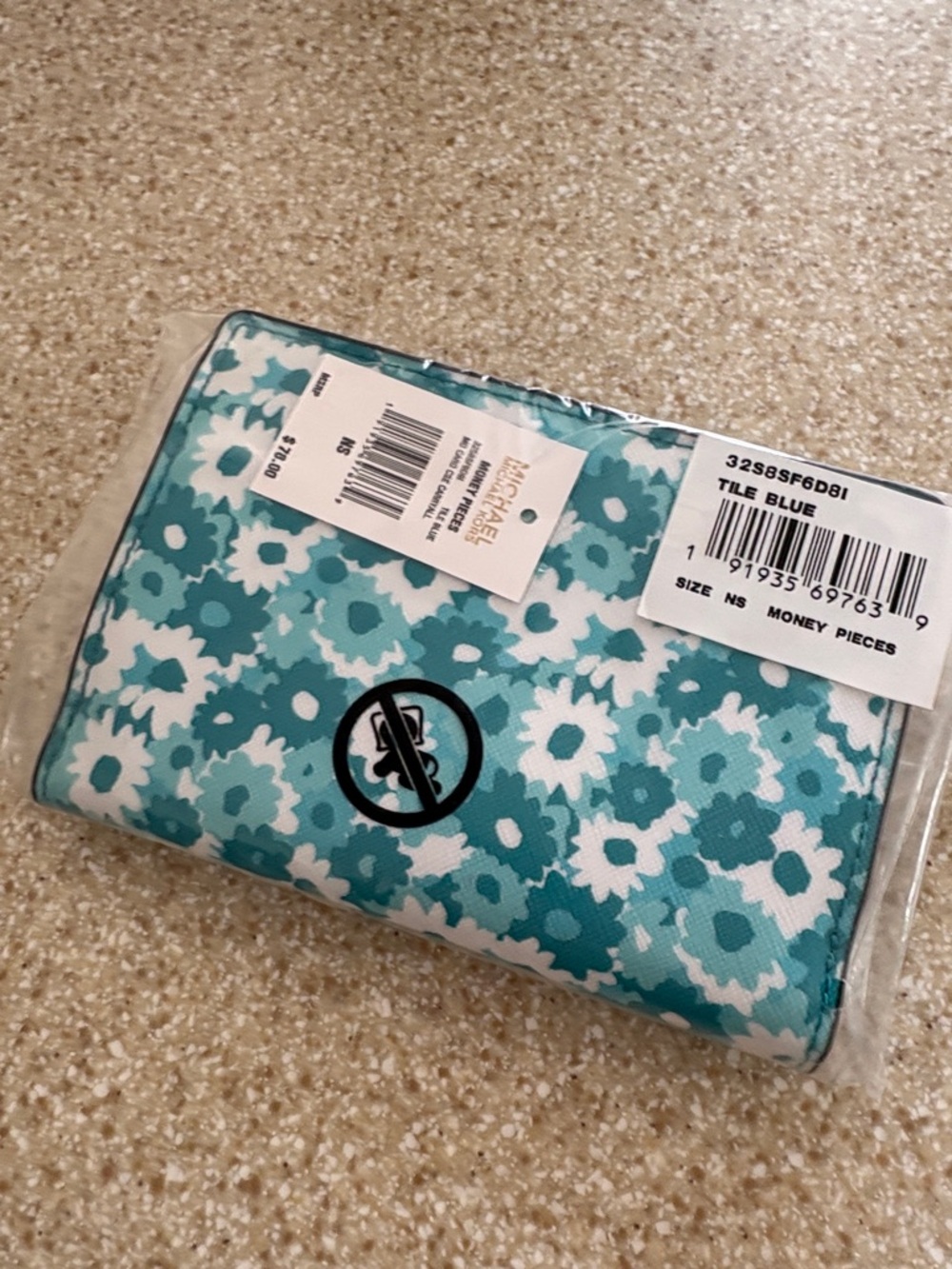 Michael Kors Teal Floral Medium Card Case Wallet - Picture 2 of 10